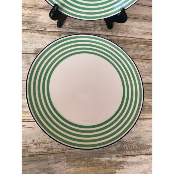 Kate Spade Lenox Wickford Felix Street Green Stripe Dinner Plates Set of 2 - Picture 4 of 9